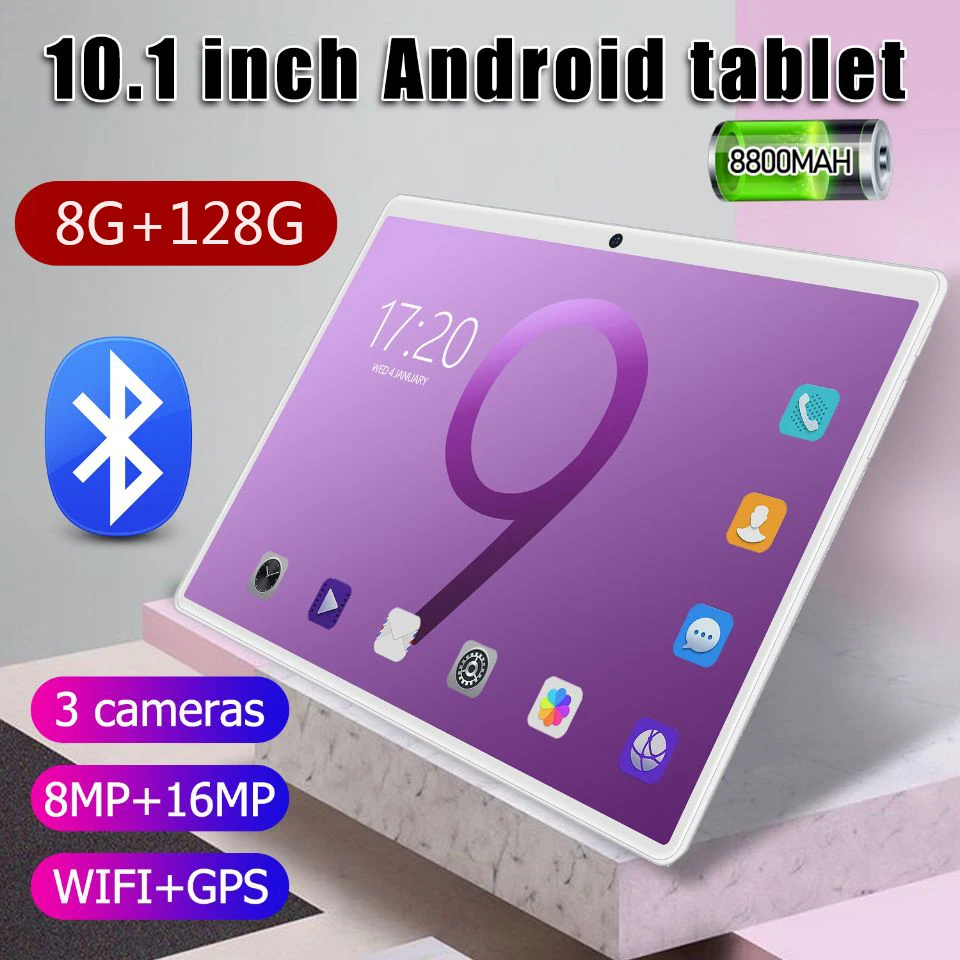 New 10.0 Inch Tablet 10 Core 8GB RAM 128GB ROM 4G Network AI Speed-up Smart Android Tablet Pc Phone Call GPS WiFi Tablette