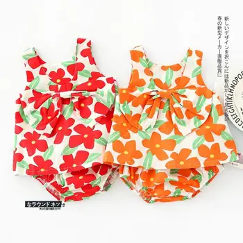 

2020 new baby girls 2 pcs set vest+shorts fashion summer cotton girls suit 0-5 years HV226
