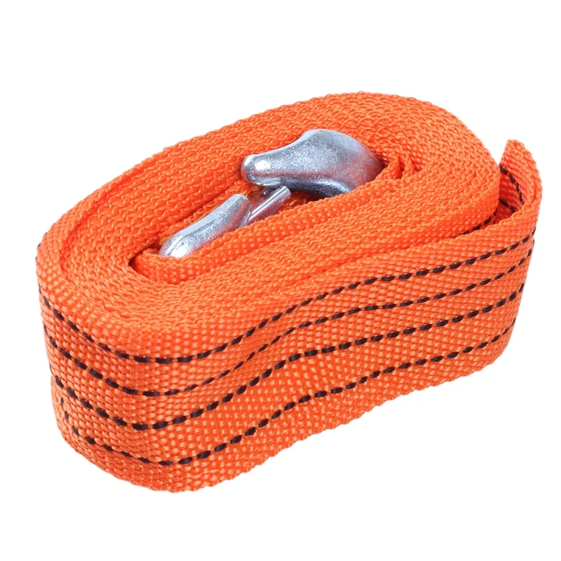 

4M 3 Tons Towing car Towing Cable Strap cord with Hooks Orange