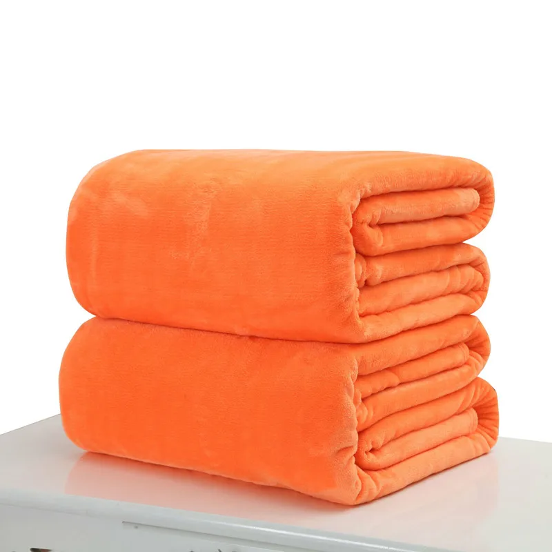 US из гладкой фланели Коралловое одеяло супер теплое плотное теплое микроплюшевый флисовое покрывало для одеяла ковер диван-кровать Горячая - Цвет: Orange