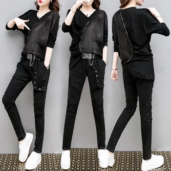 

European station 2020 spring and autumn new sports suit female two-piece suit fashion loose large size casual wear