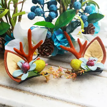 

Pudcoco girls 2PCS Christmas Antler Clips Antler Cat Ears Children's Hairpin ornament Hair Clip Kids Fashion Hair Accessories