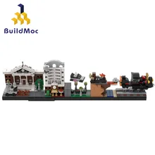 Cidade rua vista antigo modelo clube de volta para o futuro skyline arquitetura quebrando bad simpsons edifícios blocos brinquedo presente criança