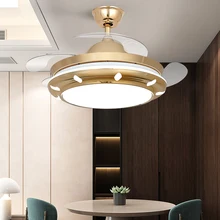 

Modern Simple LED Timing Variable Frequency Dimming Mute Remote Control Ceiling Fan Light High Quality Acrylic Bedroom Fan Lamp