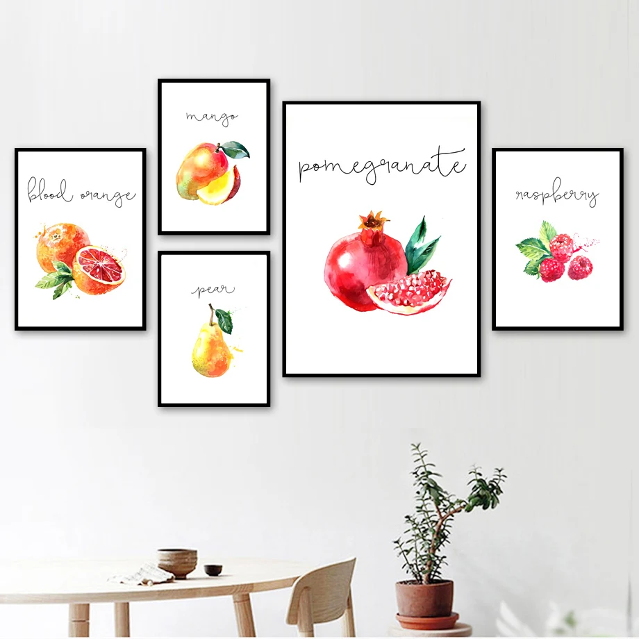 Hause Dekoration Drucke Malerei Nordic Stil Obst Lebensmittel Wand Kunst Bilder Modulare Leinwand Poster Moderne Für Nacht Hinte | Дом и сад
