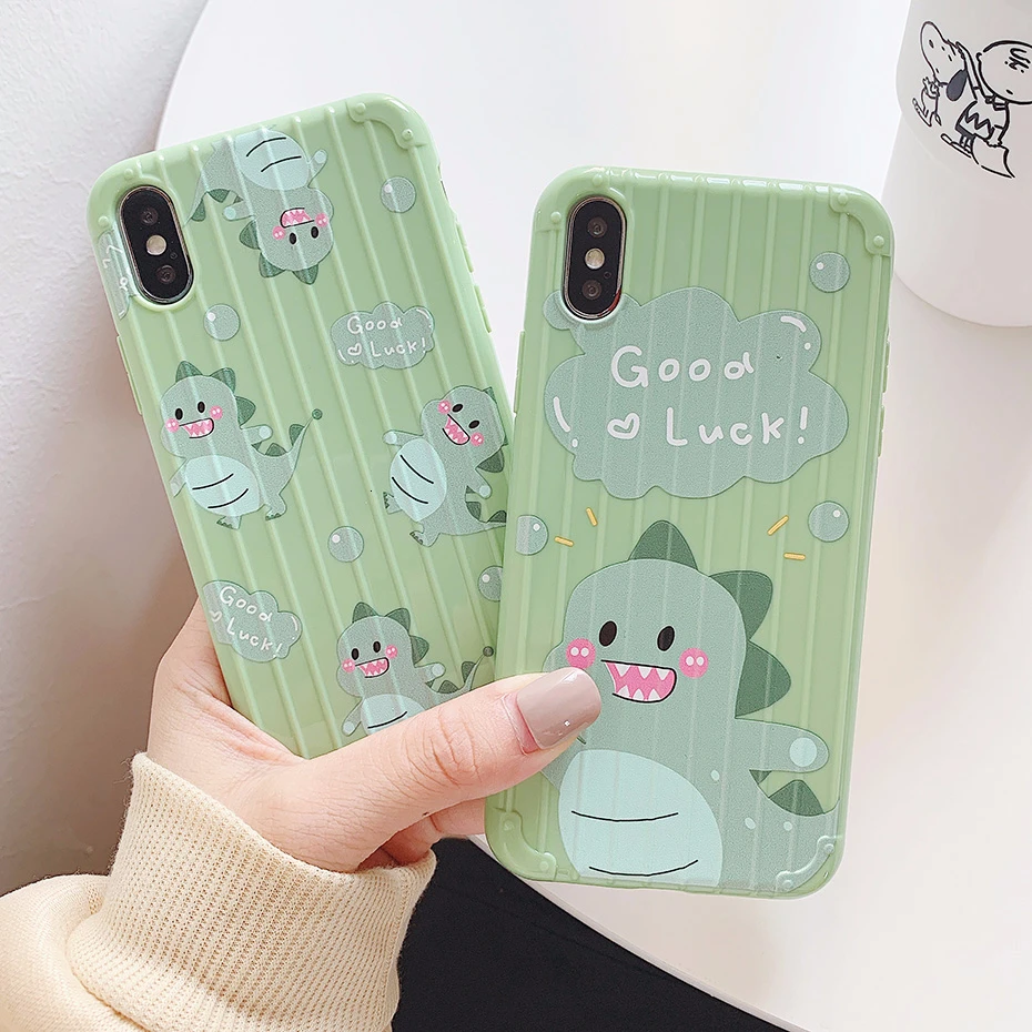 

Cartoon Dinosaur Soft Case for iPhone XR 11 Pro Max XS X 7 8 6 6S Plus 11Pro Cute Trunk Soft Silicone Back Phone Casing Cover