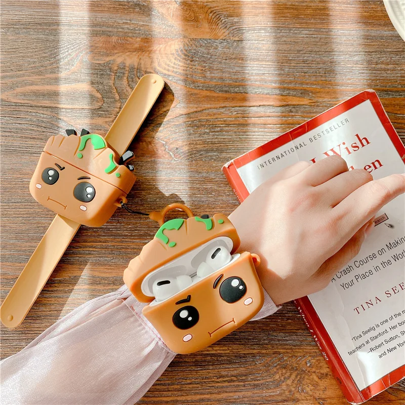 

For AirPods Pro Case 3D Groot Watchband Wrist band Cartoon Soft Silicone Cases For Apple Airpod 3 Case Cute Cover Funda