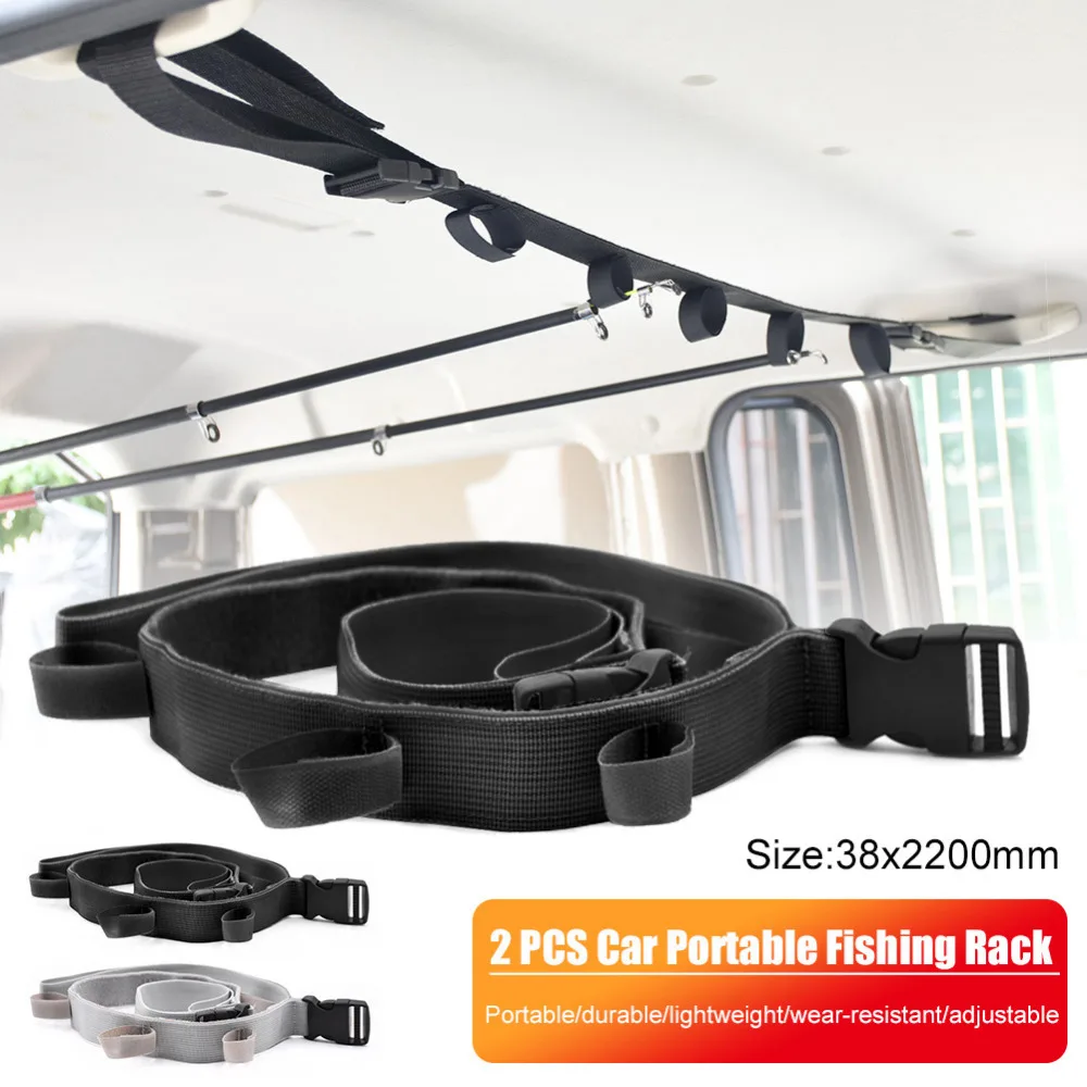 2PCS Fishing Portable Rack Car Fish Rafter Fishing Rod Strap Fishing Rod Saver Vehicle Rod Carrier Band Rod Holder Belt