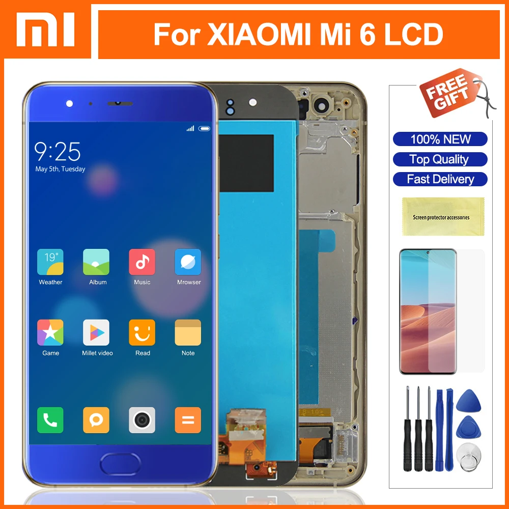 ЖК-дисплей 5 15 дюйма для Xiaomi Mi 6 сенсорный экран с рамкой Mi6 сменный | Мобильные