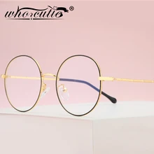 WHO CUTIE круглые прозрачные очки для женщин и мужчин, металлическая оправа, оптические линзы, анти-синий светильник, блочные очки для компьютера, мужские и женские S144