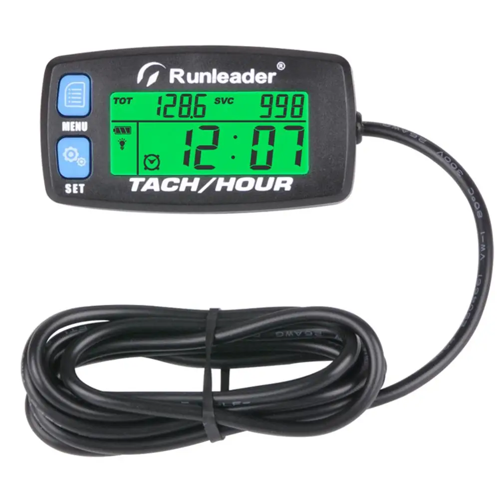 Enhanced Motorcycle Engine Hour & RPM Backlit Tachometer - Resettable Gauge