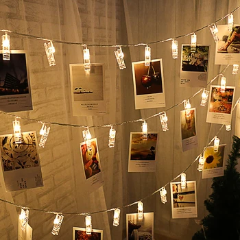 

String Lights Photo Clip Holder 1.5M 3M 4.5M Christmas LED Litghts Decoration Battery Powered New Year Birthday Gift Fairy Light