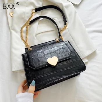 

[BXX] Stone Patent Solid Color Crossbody Bags For Women 2020 Autumn Winter Small PU Leather Bag Ladies Chain Travel Bags HO007