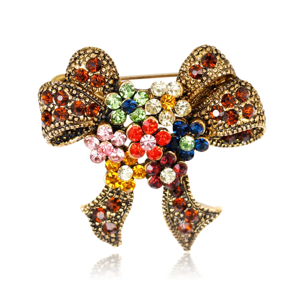 

Alloy Multicolour Crystal Bowknot Brooches for Women Fashion Dress Exquisite Brooch Pin Bijouterie Accessories Designs AC030