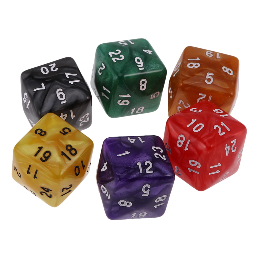 6pcs Multi-sided D24 or D30 Dice for D&D Casino Poker Dice Guessing Game Favours