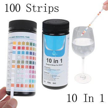

100Strips 10 In 1 Swimming Pool Spa Water Test Strips Nitrate Nitrite PH Hardness