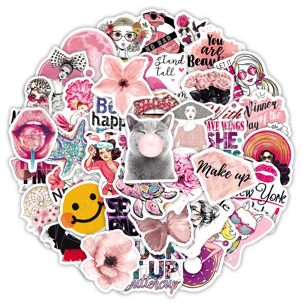 

10/30/50PCS Cartoon Pink Girl Heart Aesthetic Creative DIY Sticker Sticker Laptop Skateboard Guitar Gift Toy Sticker Wholesale
