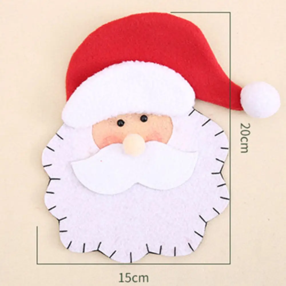 K Santa Hat Reindeer Christmas New Year Pocket Fork Knife Cutlery Holder Bag Home Party Table Dinner Decoration Tableware - Color: K