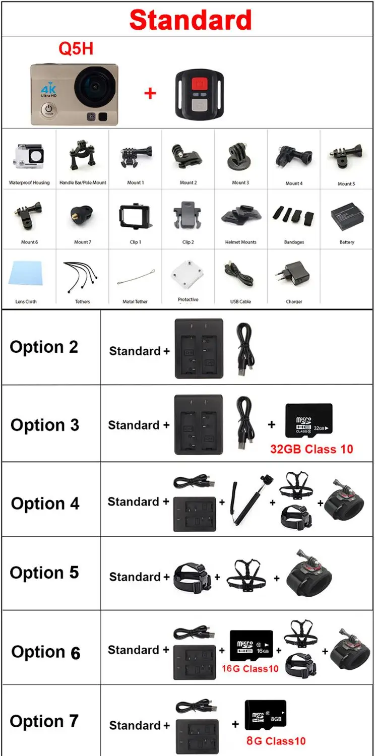 Богатая Q5H pro 4K экшн камера WiFi Ultra HD Full 1080P водонепроницаемая подводная шлем