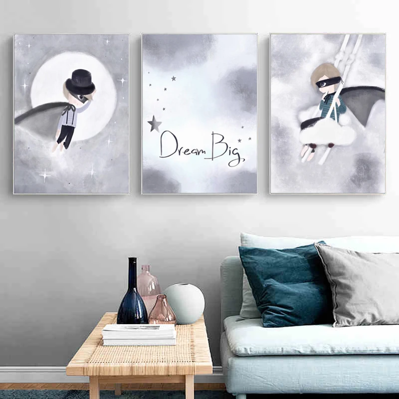 

Cartoon posters, Pink Unicorn, deer, rabbit, panda printing oil paintings, prints, canvas, children's room home decoration