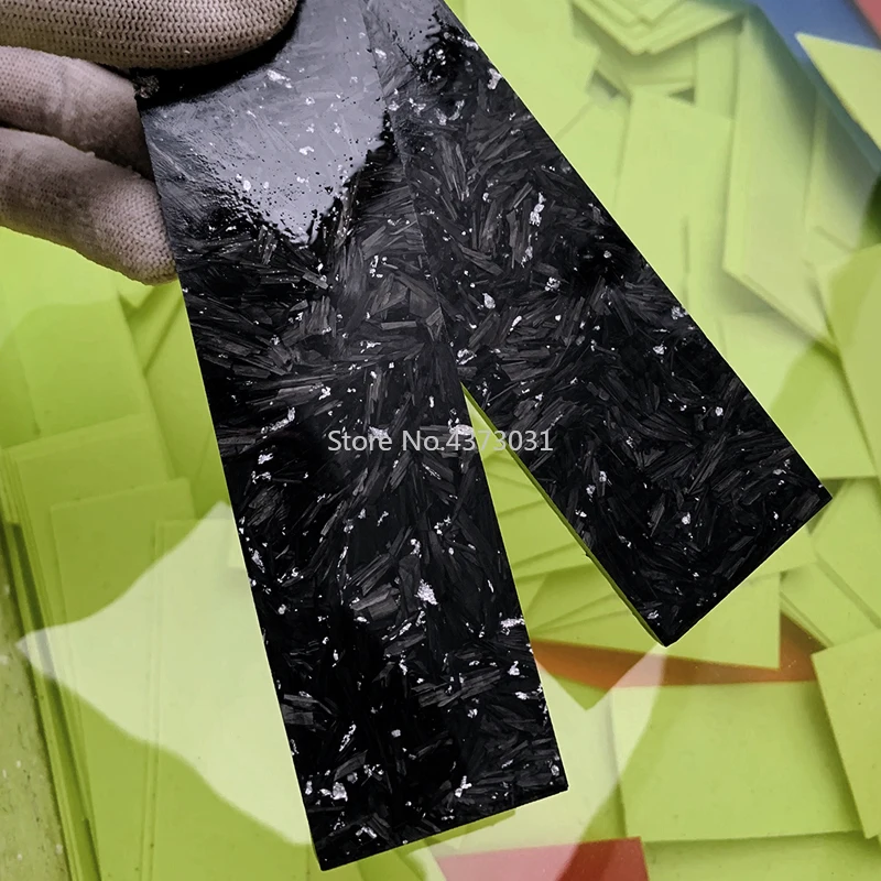 Comprar 2 uds CF mármol negro de fibra de carbono con resina para manualidades mango de cuchillo Material hoja de plata polvo de compresión Placa de parche 137X40X4mm