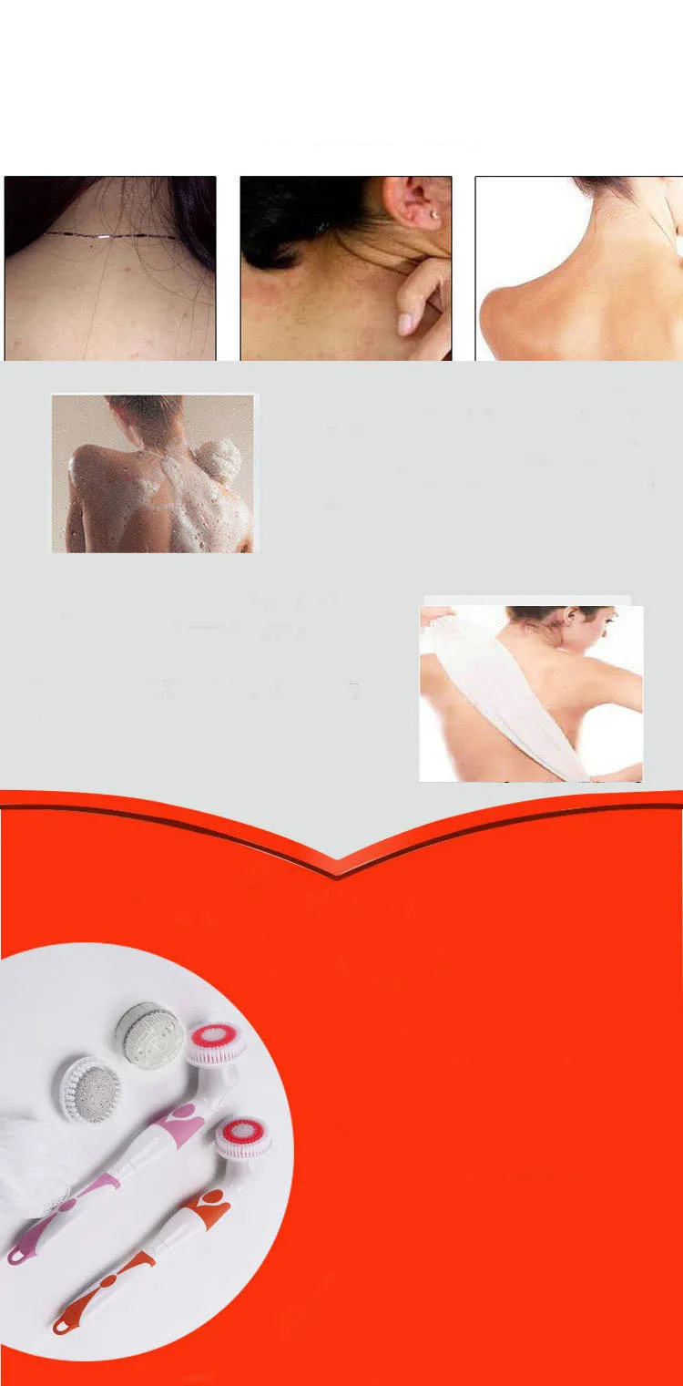 Escova de Banho de Spa Escova de Limpeza de Banho Escova de Massagem Escova à Prova Elétrico Punho Longo Pomes Dwaterproof Água Bateria Seca 3 Cheap Conjs.
