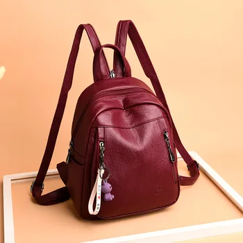 

2019 Fashionable Women's Backpack Fashionable Simple Sheepskin High-capacity Backpack and Mommy Bag.