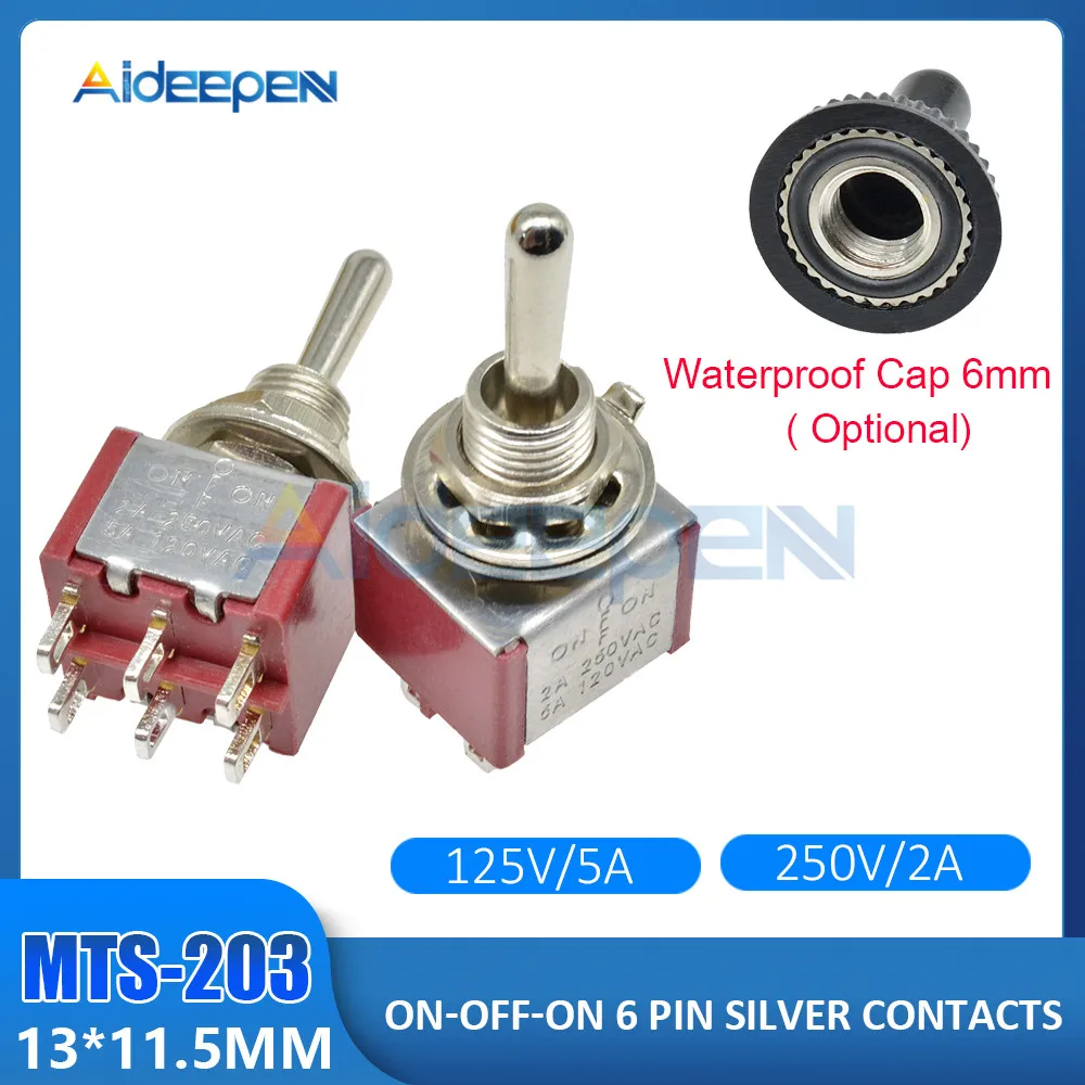 MTS-203 Red Миниатюрный переключатель включения-на ВКЛ-ВЫКЛ-на 2/3/6/9/12 штепселный MTS-102 МТС/103/202/203/302/303/402/403/123/223 переключатель с крышкой 6 мм - Цвет: MTS-203 Red