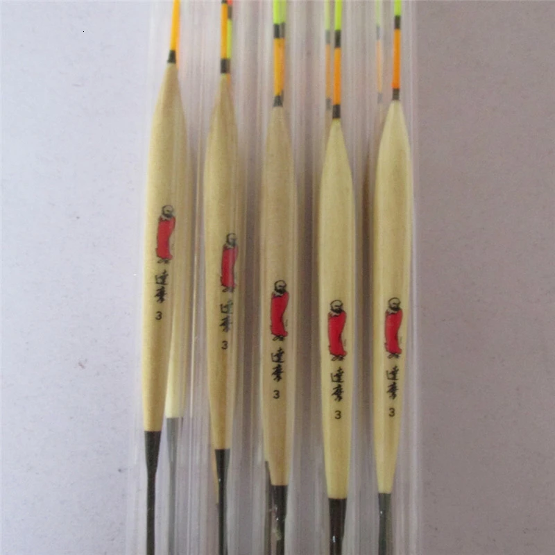 5Pcs/lot Fishing Floats Wood Balsa Flotteur Peche Shallow Water