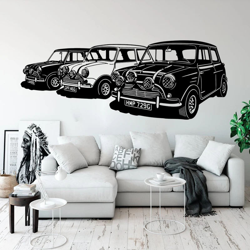 Large Minis Italian Car Vehicle Wall Sticker Baby Nursery Kids Room Summer Beach Car Surf Wall Decal Bedroom Vinyl Decor (2)