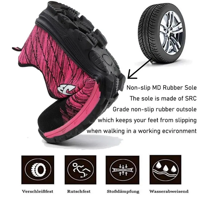 Original JUBANG Unisex Flying Woven Breathable Safety Shoes Size 35-48 Anti-smashing and Anti-piercing Hiking Protective Shoes