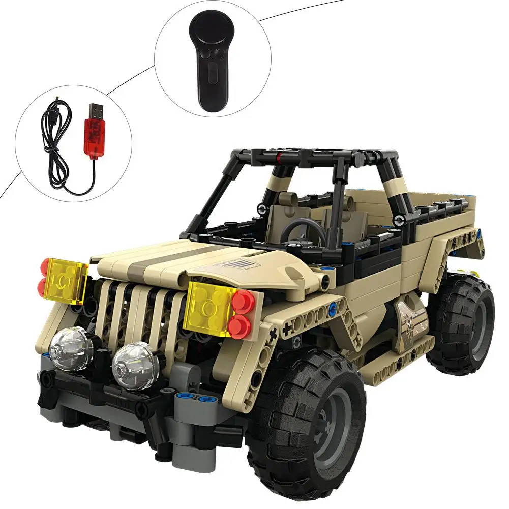 

Children's Technic Electric Model Spelling RC Military Block Truck Building Block Truck DIY Assembling Puzzle kids boys Toy Car