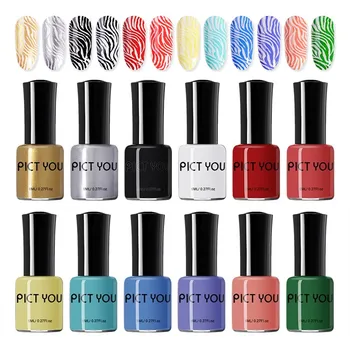 

Pict You 8ml Nail Stamping Polish Black White Red Nail Art Printing Polish DIY Design Stamping Plate Varnish 12 Colors