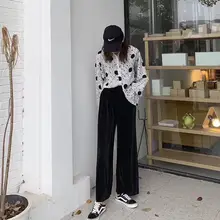 Summer New Ladies Chiffon Wide-leg Pants Pleated Loose Skirt Pants Fashion Wild Casual Nine-point Pants