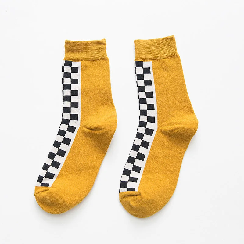 4 Корея Funky Checkerboard Harajuku тренд весенние носки унисекс геометрические клетчатые носки мужские Хип Хоп Хлопок Уличная новинка носки - Цвет: 4