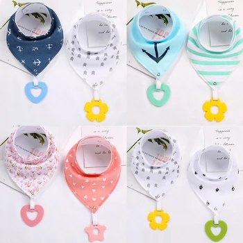

100% Organic Cotton Baby Bandana Drool Bibs with Teething Toys Super Absorbent and Soft Unisex Newborn Bibs