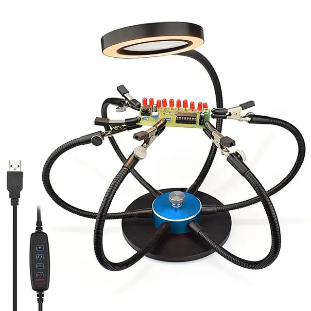 NEWACALOX Soldering Helping Hands 3X USB Glasses Magnifier Soldering