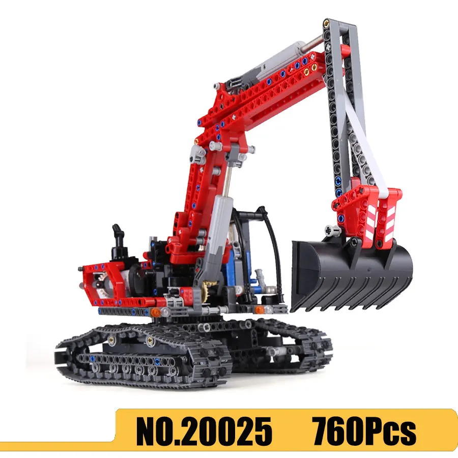 

Lepinblocks 20025 760Pcs Technic Car Series 8294 Red Engineering Excavator Set Building Blocks Bricks Children Boys Toys Gift