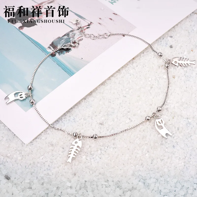 

Accessories Korean-style Kitten Cool 925 Sterling Anklet Fashion Jewelry Accessories Foot Chain Hipster