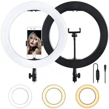

fosoto Led Selfie Ring light USB Port Ring Lamp Photographic Lighting With Holder Ringlight For Makeup Video Live Studio Youtube