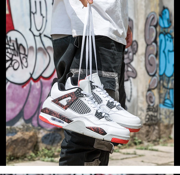 Мужские баскетбольные кроссовки NIKE AIR JORDAN 4, Нескользящие, износостойкие, с воздушной подушкой AJ4, мужские спортивные кроссовки#308497-116