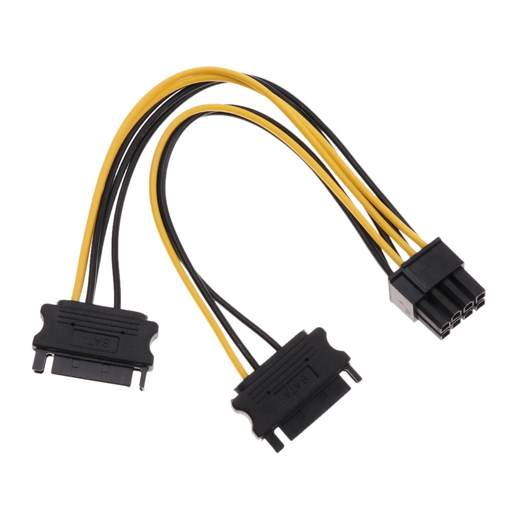 20 см PCI E двойной SATA 15PIN до 8P кабели питания для видеокарты компьютера|Компьютерные