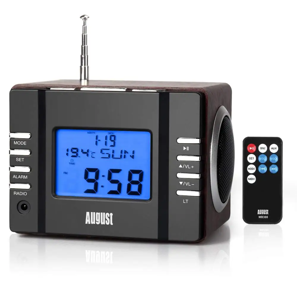 August MB300 Wood Mini Portable Radio Receiver
