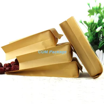 

Wholesale 10*28+6cm Brown Kraft Paper Open Top Bellows Pocket Heat Seal Pouch Party Nut Food Packaging Bag With Clear Window