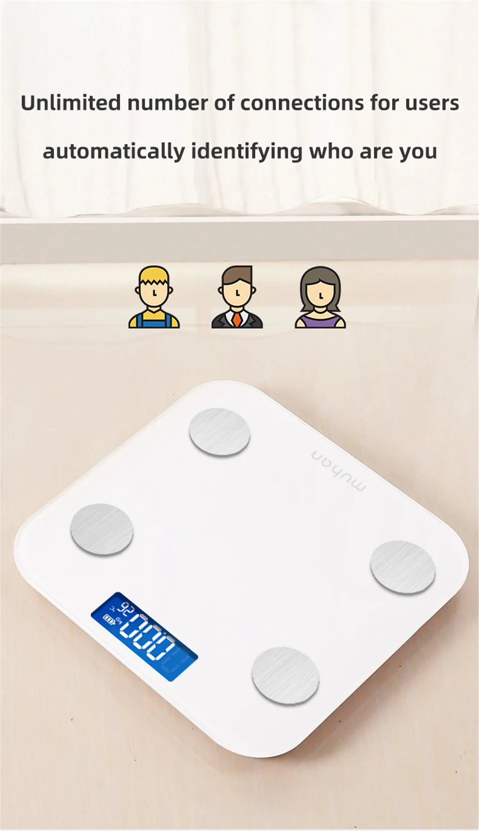 Smart Body Fat Scale Bathroom Scale Floor Digital Scale BMI Balanc Connection Phone Bluetooth APP Electronic Body Weight Scale