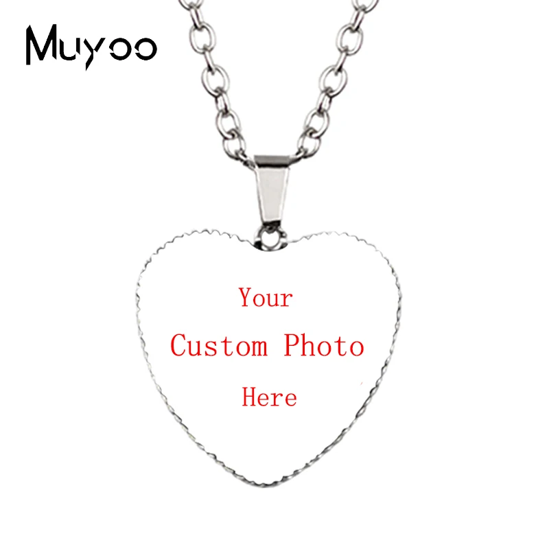 New Fashion Custom Photos Heart Jewelry Personalized Heart Pendants Necklace Special Gift OMG