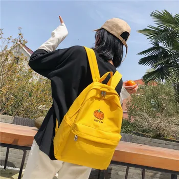 

Large Capacity Casual Waterproof Nylon Women Backpack Cute Cartoon Fruit Embroidery Girl Preppy School Backpack