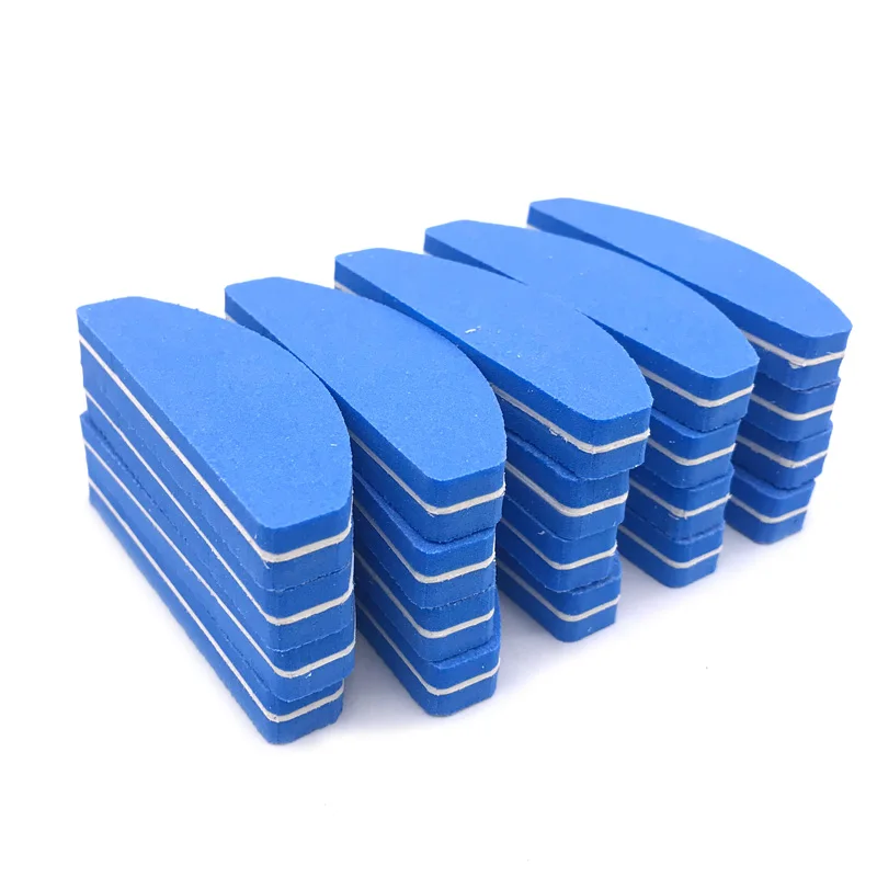 

100pcs Sandpaper Nail Files Sanding 100/180 lime a ongle professionel Manicure Washable Blue Moon Shape Sponge Nail File Set