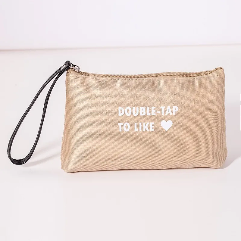 Women Fashion Letters Pattern Makeup Bag Creative Cute Storage Cosmetic Waterproof Pocket Handbag