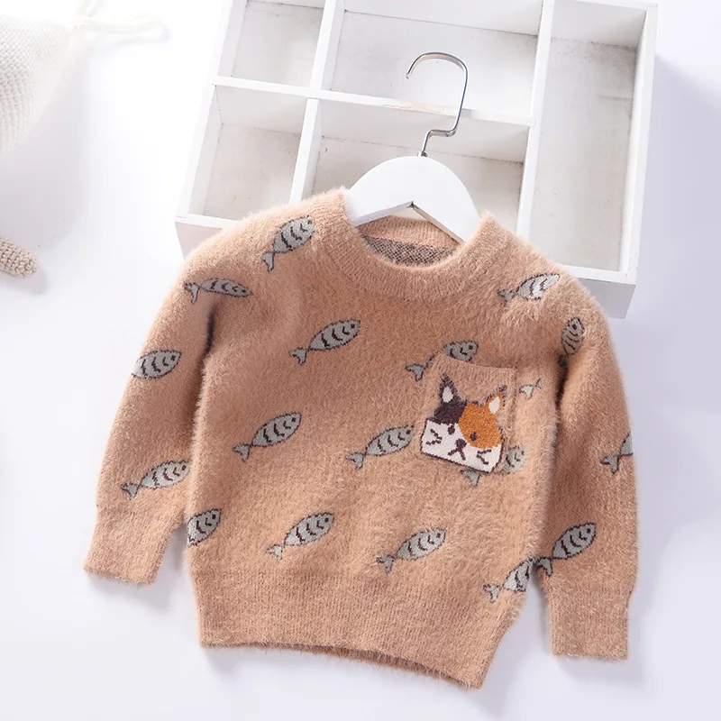 

Baby Pullover 2019 Brand Design Children Clothes Mink Fluff Sweaters for Boys 1-4Y Girls Pullover Winter Warm Infant Tops